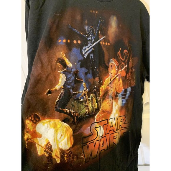 Star Wars Rock Band Luke Skywalker Vader Retro Vintage Concert Large T-Shirt NWT - Picture 1 of 9